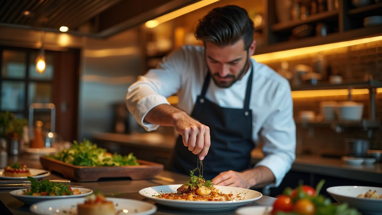 Chef préparant un dîner privé sur mesure