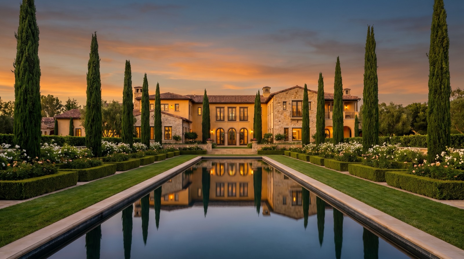 Grande villa de prestige au crépuscule